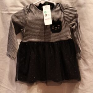 Carter's Black and White Striped Cat Dress